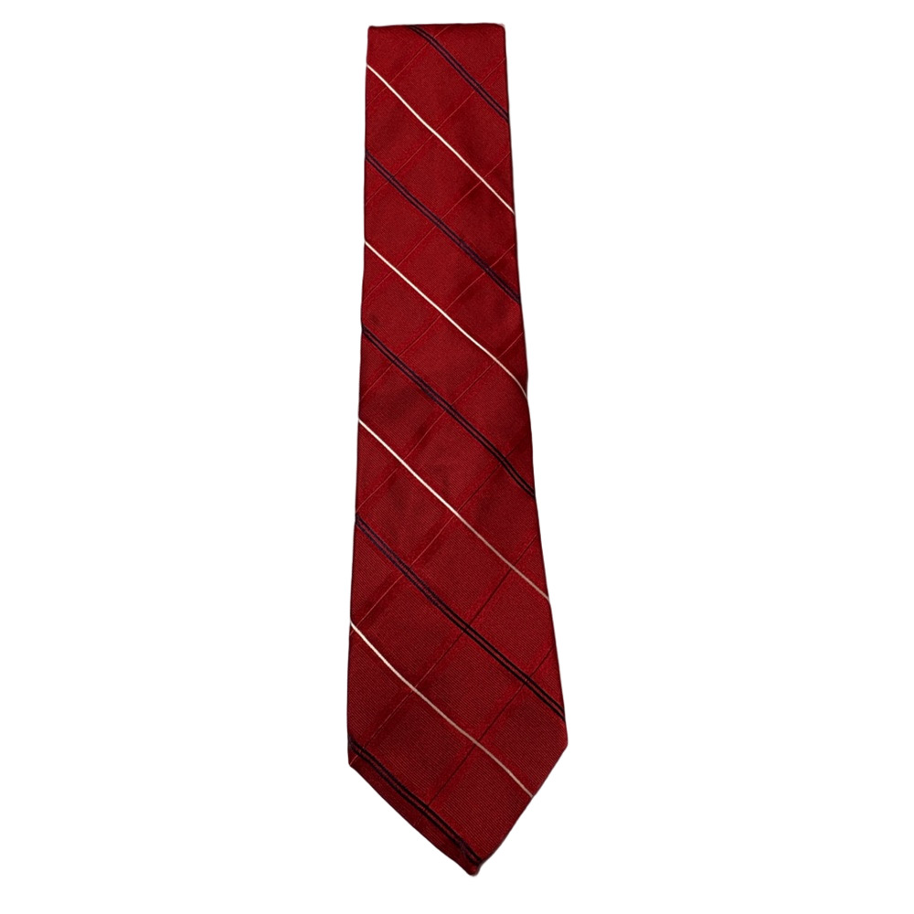 NWT Tommy Hilfiger 100% Silk Red Diagonal Stripe Men’s Necktie Classic
